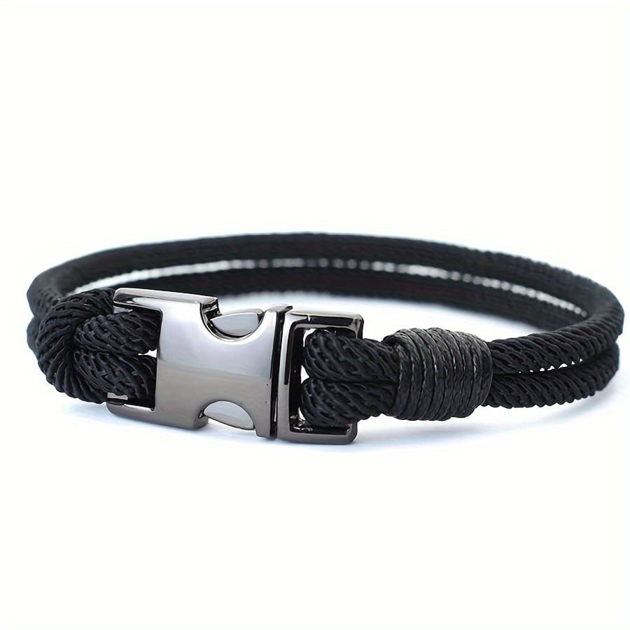 TEMU Retro Style Handmade Nylon Rope Bangle Bangle Bracelet With Clasp For Men - Outdoor Survival Wristband