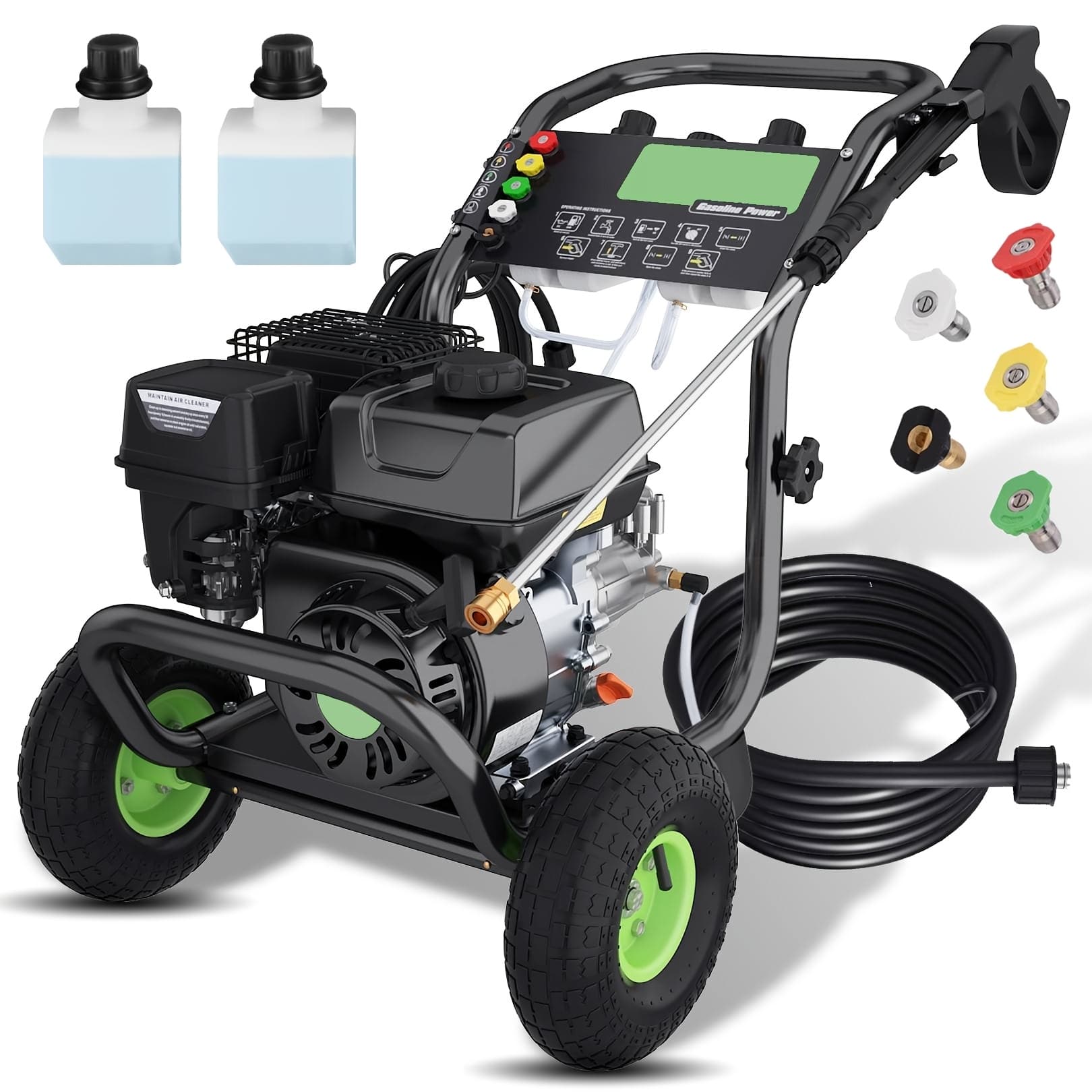 TEMU Max 4200psi 4gpm 196cc Commercial Gas Pressure Washer, 6.5 Professional Washer With 5 Nozzles 25ft Hose Foam Bottle For Car Fence Driveway Yard (epa/carb/etl )
