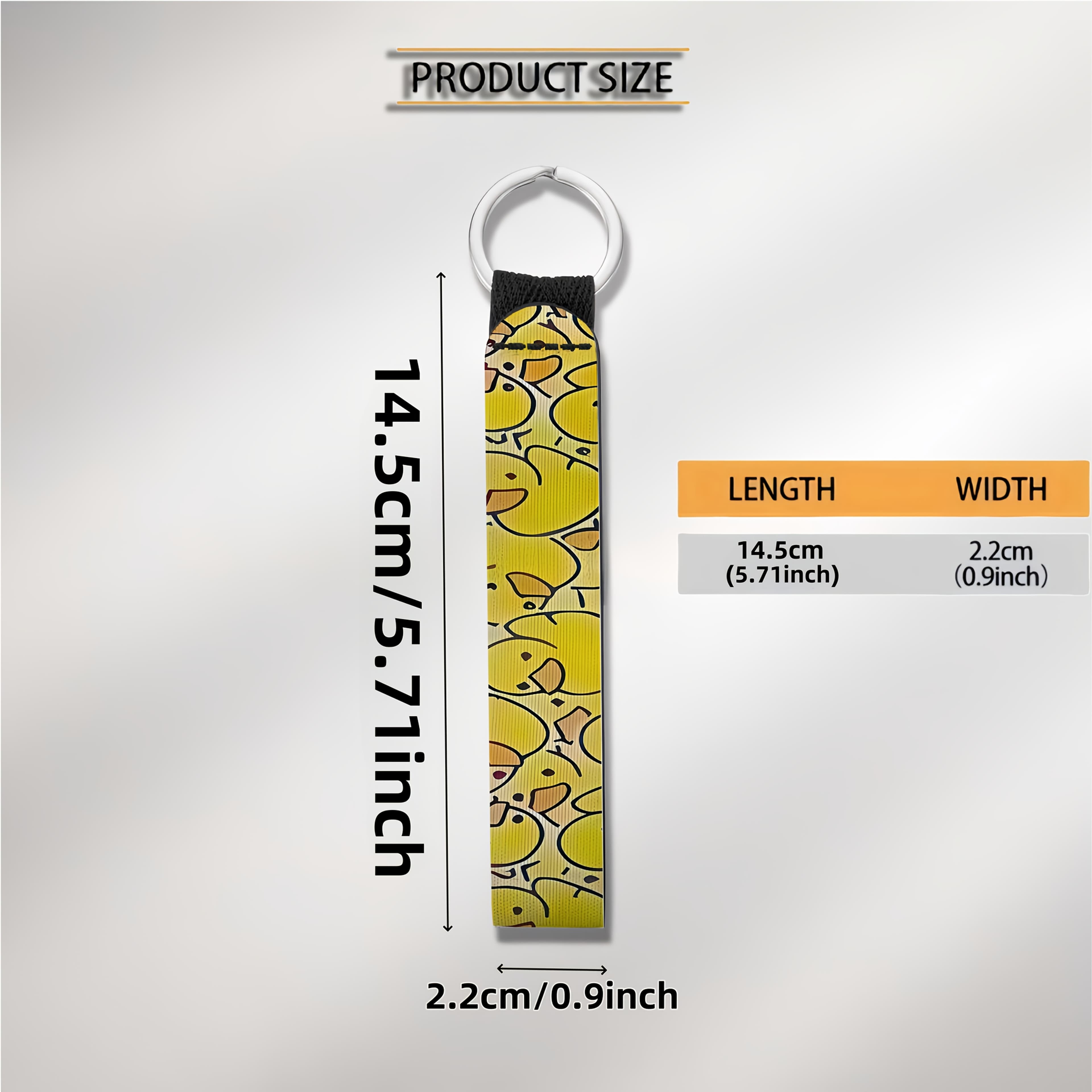 TEMU Little Yellow Duck Print Pattern Wristband Keychain, Neoprene Wrist Lanyard Key Ring With Metal Clip, Suitable For Men And Women, For Cars, Phones, Bags, And As A Holiday Gift