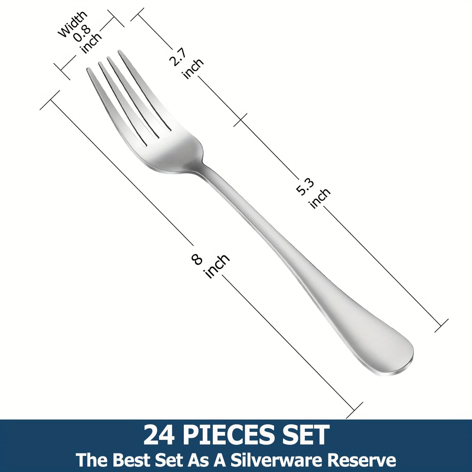 TEMU 24pcs Dinner Forks Set, Food-grade Stainless Steel Silverware Forks, Cutlery Fork, Metal Fork For Home, Kitchen Or Restaurant, Mirror Polished, Dishwasher Safe - 8 Inch