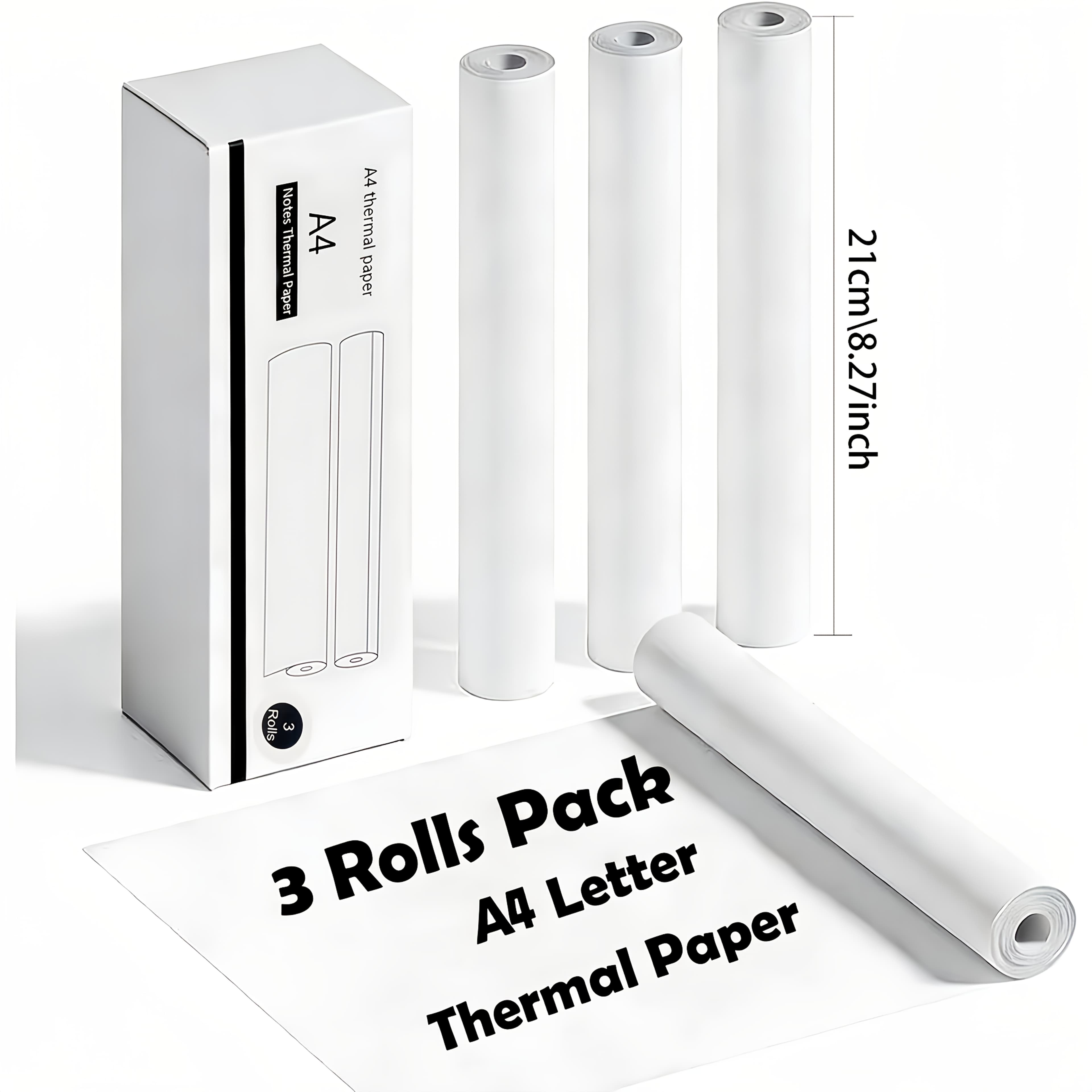 TEMU Portable A4 Thermal Paper Roll, Fast Drying & High Definition, Continuous Printing, Long-lasting Storage, Compatible With Mobile Printers, 3 Rolls