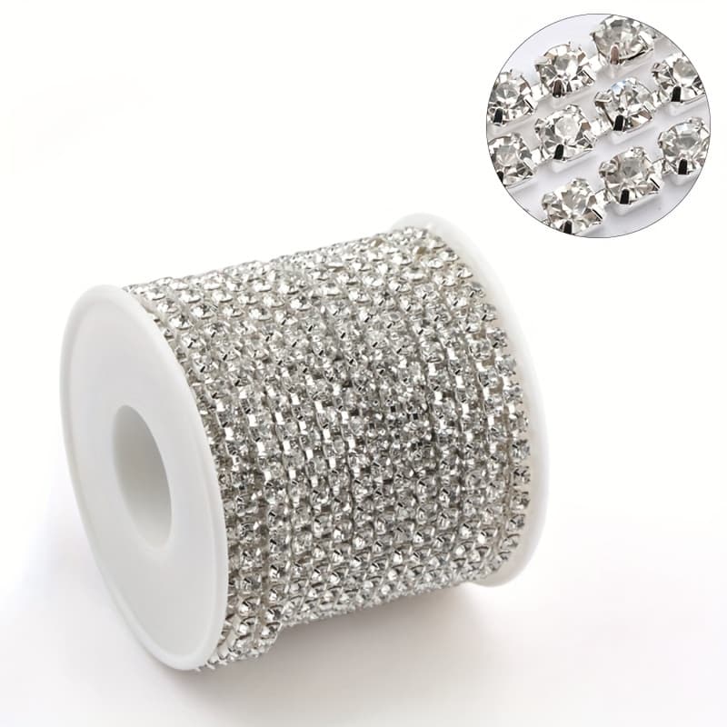 TEMU Chain Trim 1.5mm Sparkling Chain With Golden And Silvery Base For Sewing Crafts, Clothing, Shoes, Bags, Jewelry Making, Ideal For Wedding, Christmas, Easter, , Birthday Decorations
