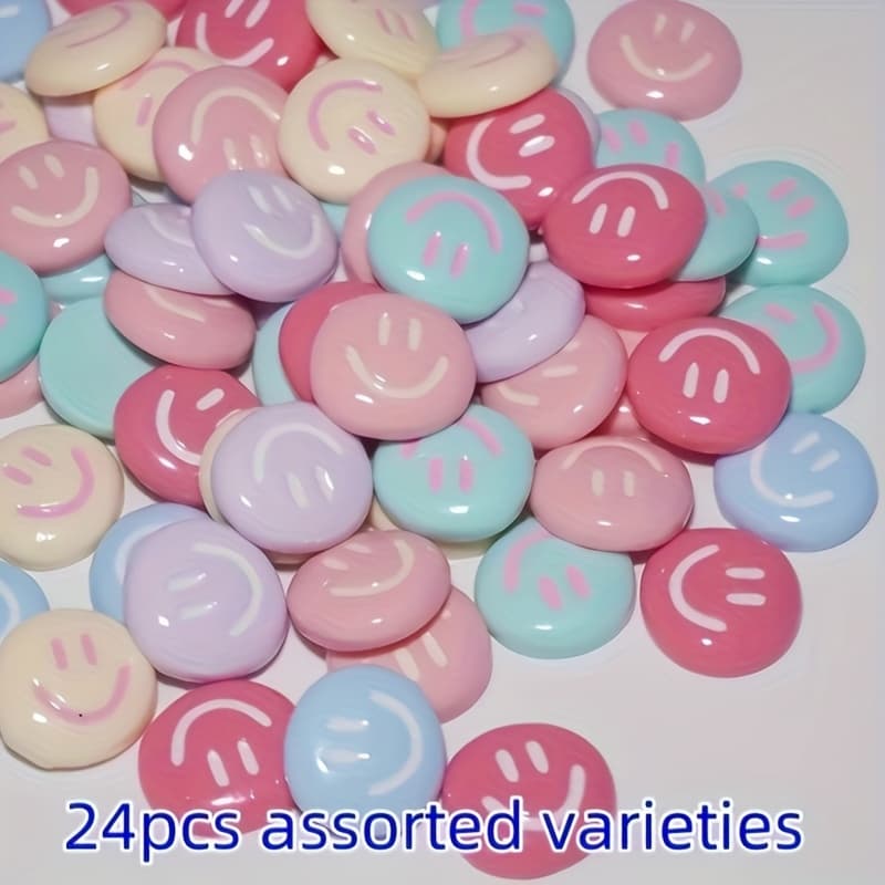 TEMU 24pcs Random Face Resin Jewelry Set, Suitable For Jewelry, Mobile Phone Case And Hairpin Handmade Beads, Patches, Additions, Bead Assortments
