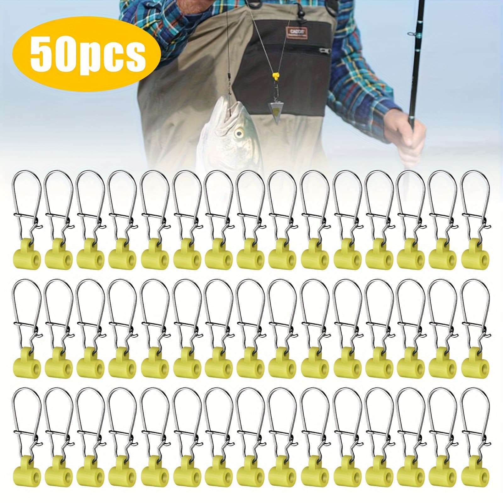TEMU 50pcs Heavy Duty Fishing Sinker Slides, Stainless Line Finder Slider With Snaps, Fishing Accessories