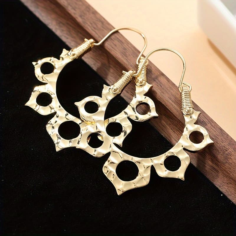 TEMU For Lotus Story Handmade Earrings With Hollow For Lotus Ring Design Bohemian Banquet Leisure Accessories