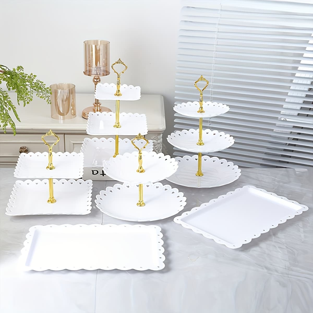 TEMU Set Of 6 3-tier Cupcake Holders, Tiered Dessert Stands, Cake Stands-white Discs For Tea Ceremonies, Weddings, Ceremonial Receptions, Buffet Service