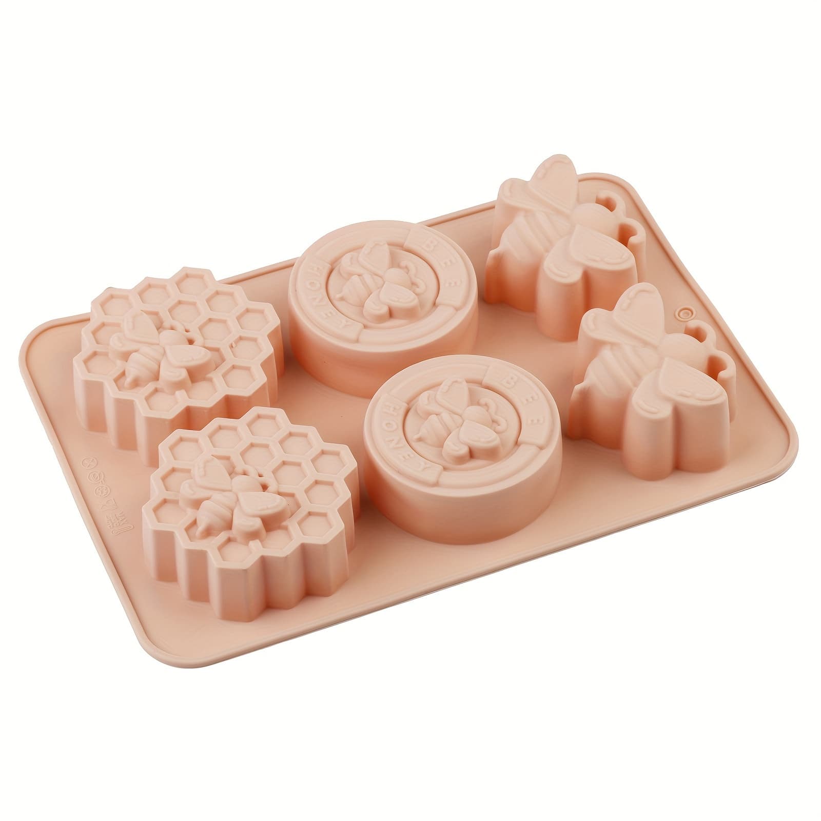 TEMU Bee-themed Silicone Mold For Soap, Wax, And Desserts - Cute 3d Honeycomb Design In Pink/blue/yellow, &
