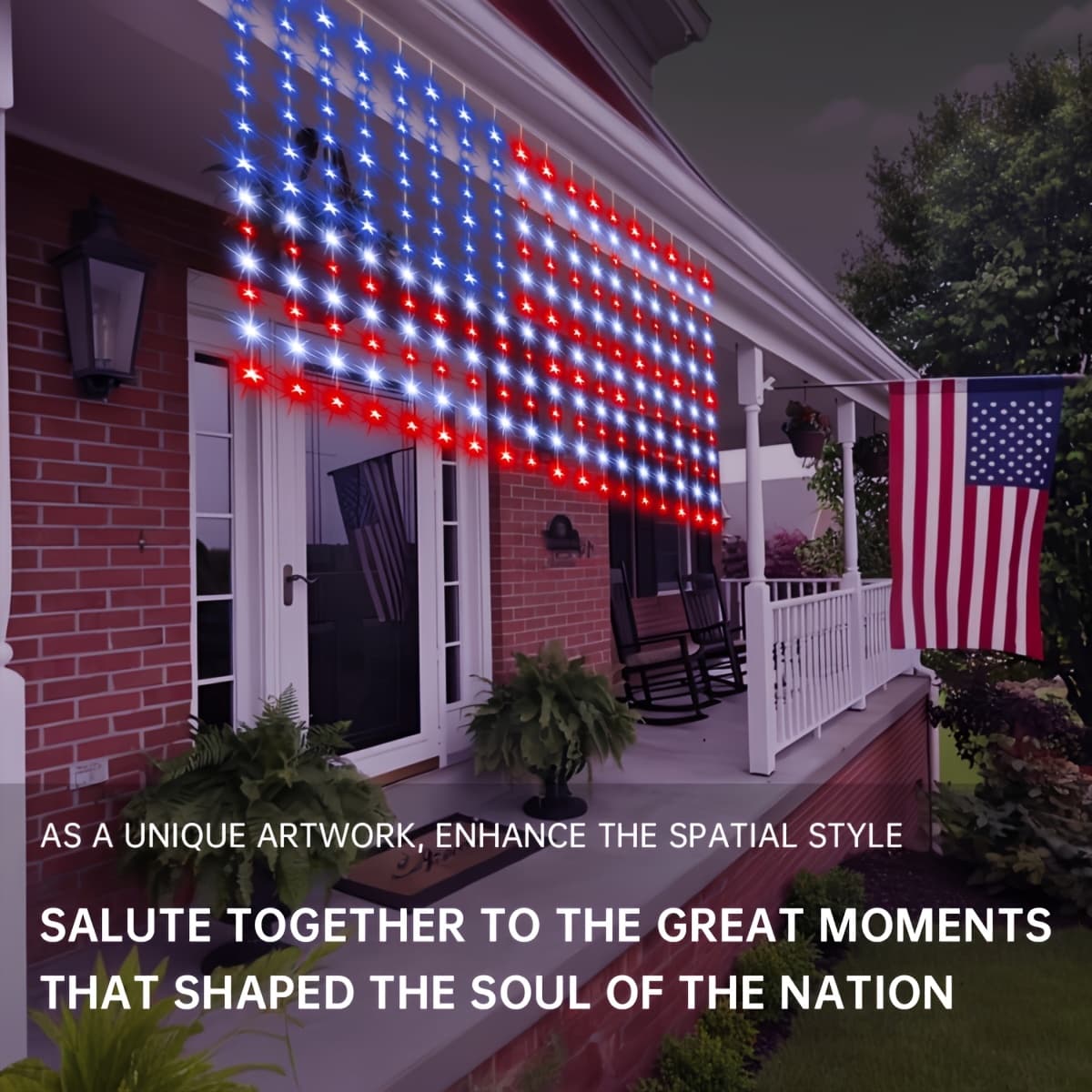 TEMU 420 Led Lights, Designed For Memorial Day, American Flag Lights, Day, And Other Celebrations. Perfect For Decorating Your Courtyard Or Garden During Festivals And Holidays