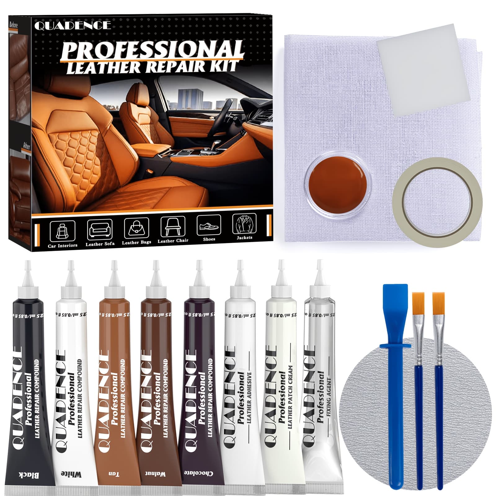 TEMU Leather Repair Kit For Furniture, Sofa, Jacket, Car Seats And Purse, Fix Scratches, Holes, Tears& Peeling On Genuine, Faux, Bonded Any Glossy Surface,