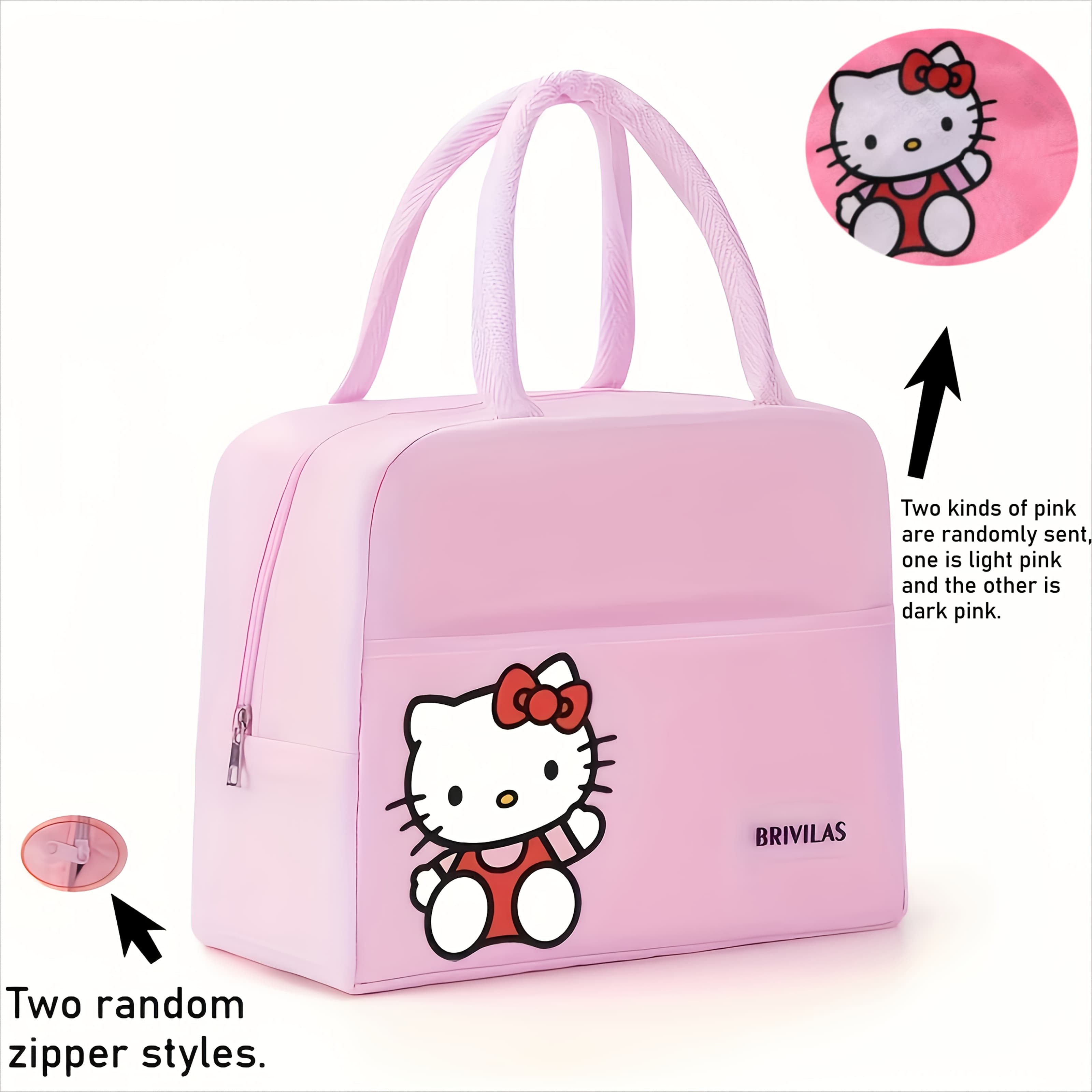 TEMU Creative Cute Handbag Handheld Zipper Design Durable Material Cute Cartoon Women's Handbag For Office Study Lunch Bag Outdoor Portable Picnic Bag Large Capacity Bento (non-food Contact)