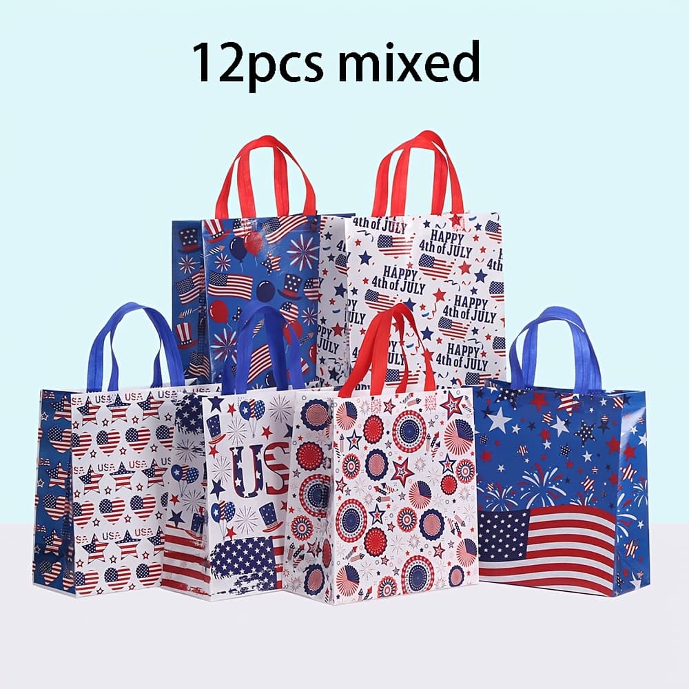 TEMU Gift Bags For Day Non Woven Bags With Usa Patterns Print Bags Day Bags For Memorial Day Party Gift Non Woven Bags With Handles