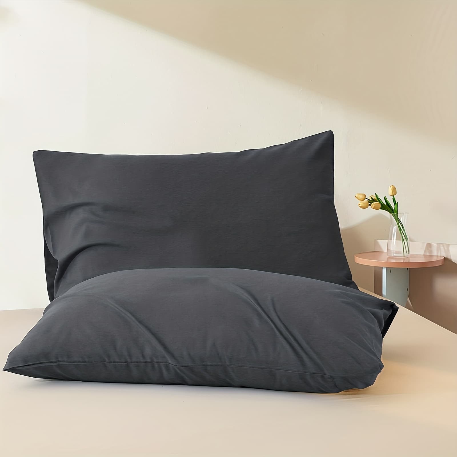 TEMU (local Warehouse) Luxury Pillow Covers - - Two-piece Set - Comfortable And Soft - Easy To Clean - Affordable Pillow Set - (white, Gray, Green, Pink, Dark Blue)