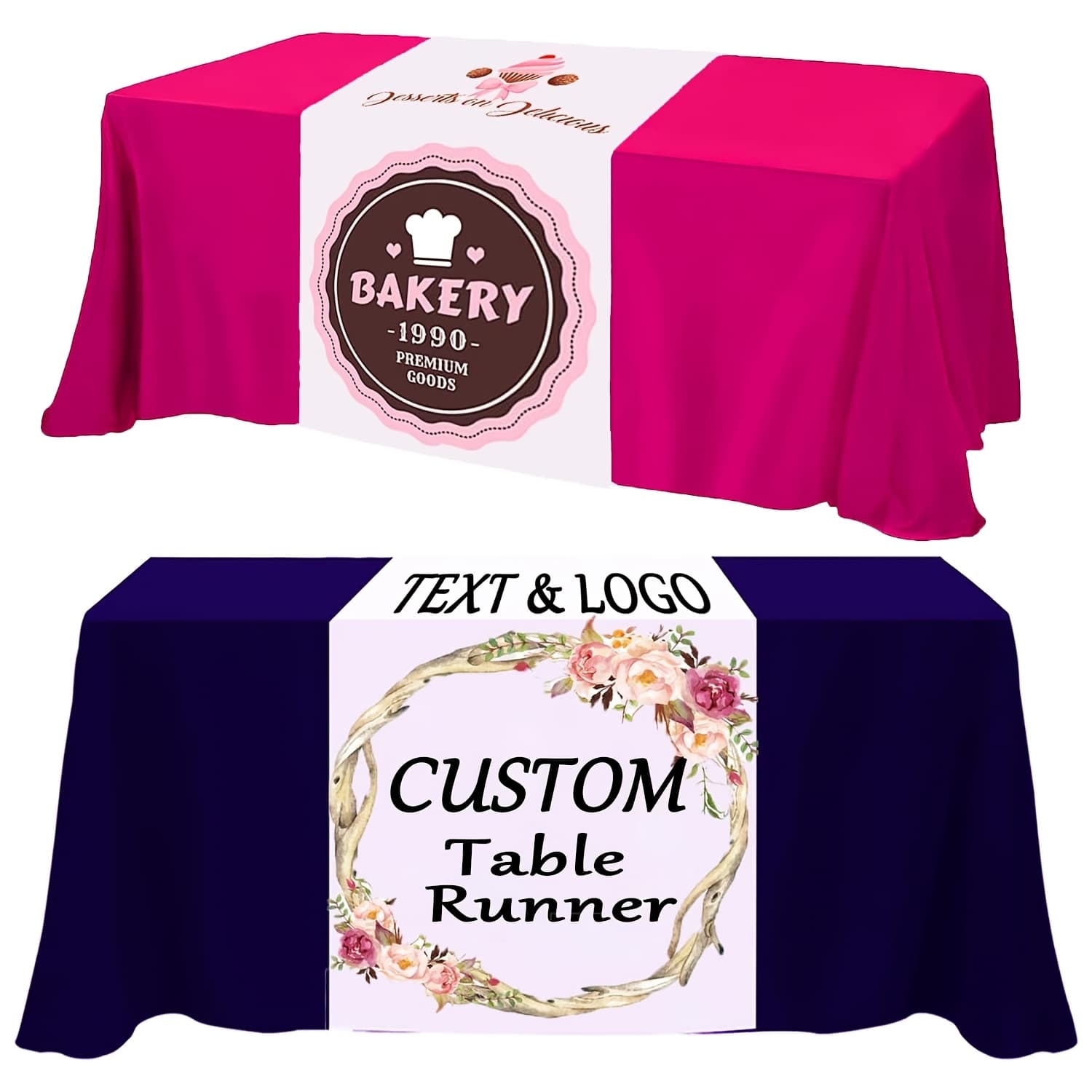TEMU Custom Table Runner, Personalized Tablecloth With Business Logo Or Text, And Diy Personalized Tablecloth, Suitable For Birthday, Party, Wedding, Holiday Decor