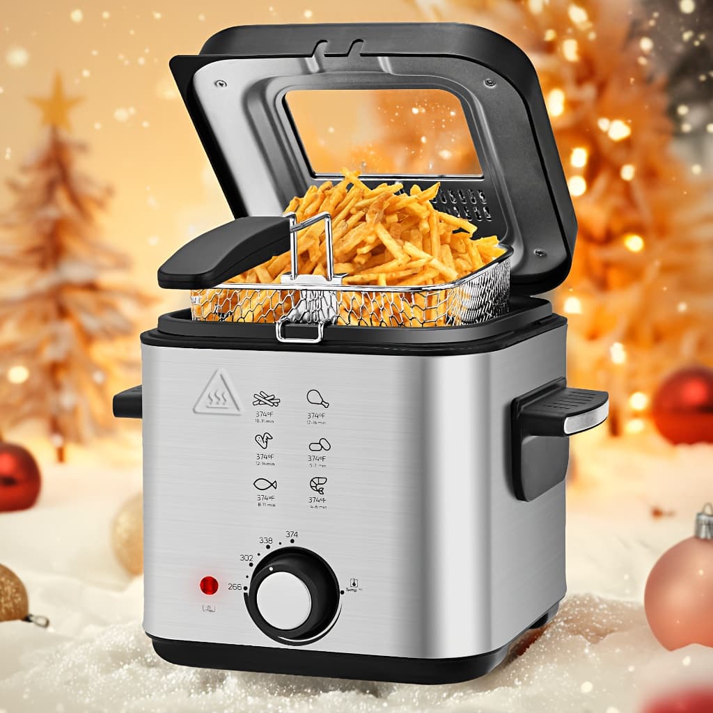TEMU Susteas Deep Fryer With Basket: 1500w Home Electric Model, Temperature Adjustable, Removable Lid, And 2.5l/1.5l/5l/6l Interior Pot For Christmas Gifts