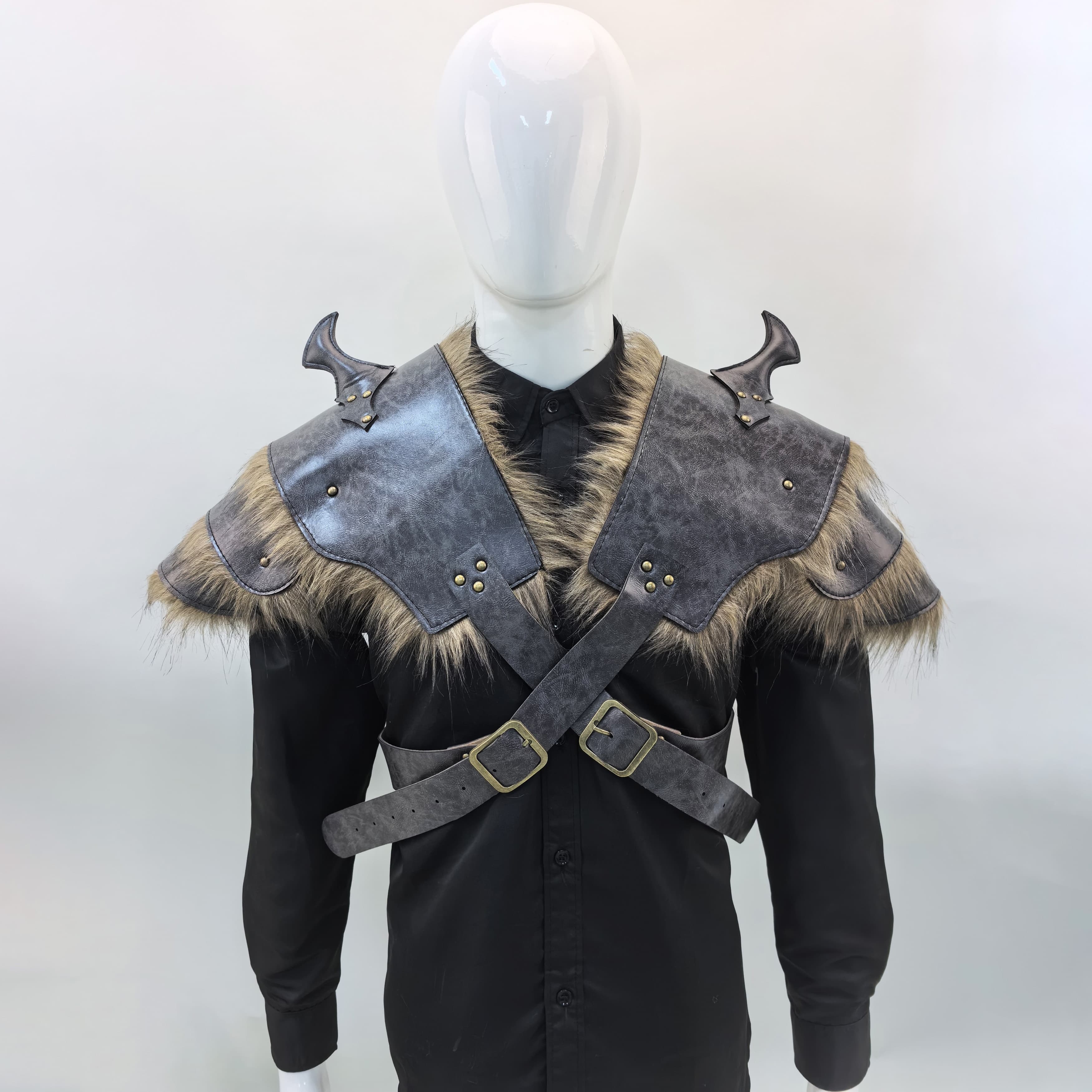 TEMU 2pcs Medieval Viking Horn Shoulder Armor Set For Shoulders, Halloween Carnival Knight Warrior Costume Cosplay Prop