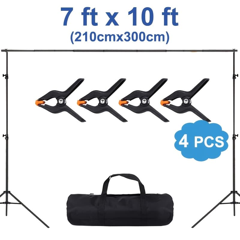 TEMU 2.1cm X /7ft X 10ft Photo Backdrop Stand Kit Photography Studio Background Support System With 4 Clamps Carrying Case Heavy Duty Stand For Video Shooting Portrait
