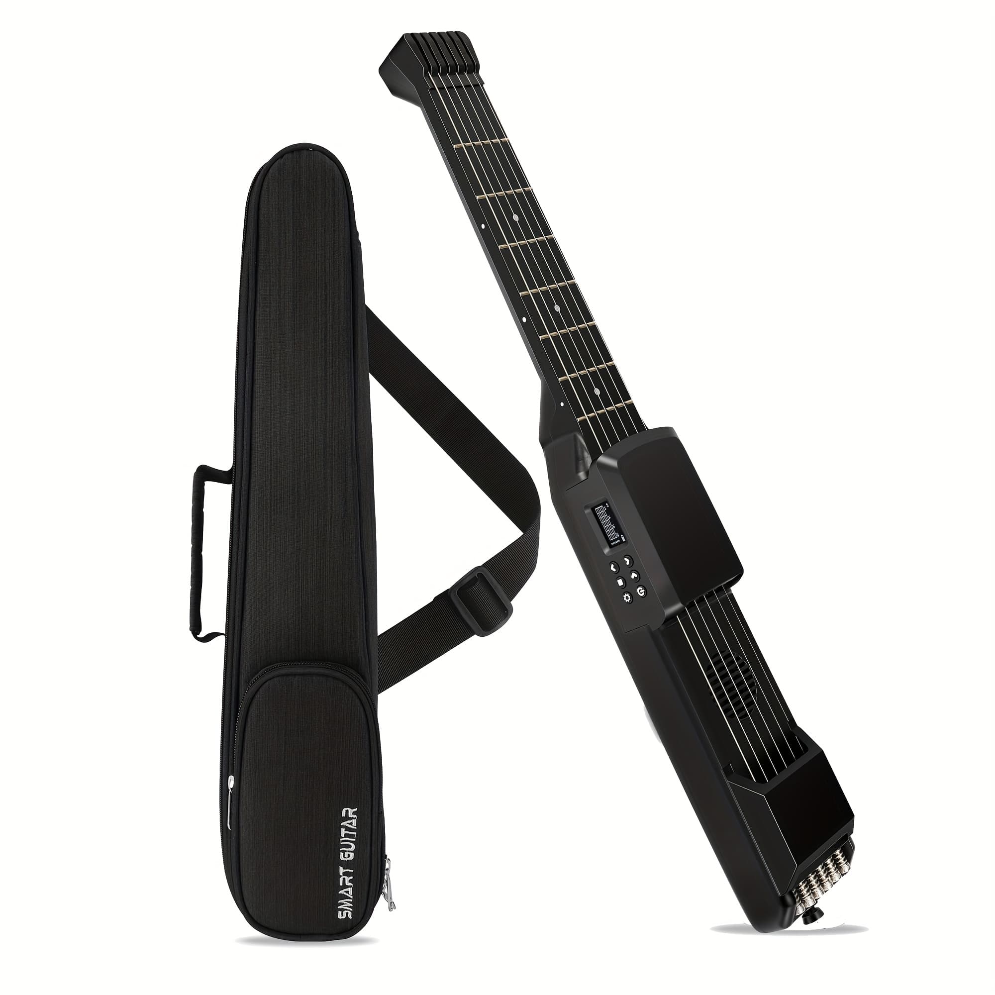 TEMU Smart Guitar With Ai Chord Practice, Usb- Portable Midi/electric/acououstic Guitar Suitable For Beginners, Lcd Screen & Tuning-free Carbon Fiber Neck, Silent/speaker With Strap & Gig Bag (/)