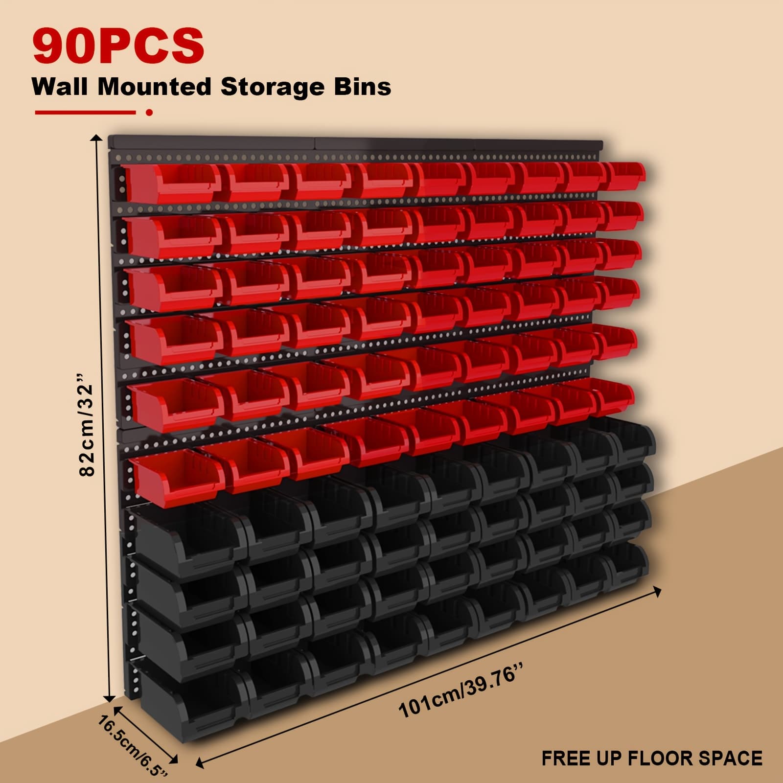 TEMU 90pcs Adjustable Wall-mount Plastic Storage Bins | Garage Tool Organizer | Organize Screws/bolts/nuts & Small Parts For Home/shop/garage