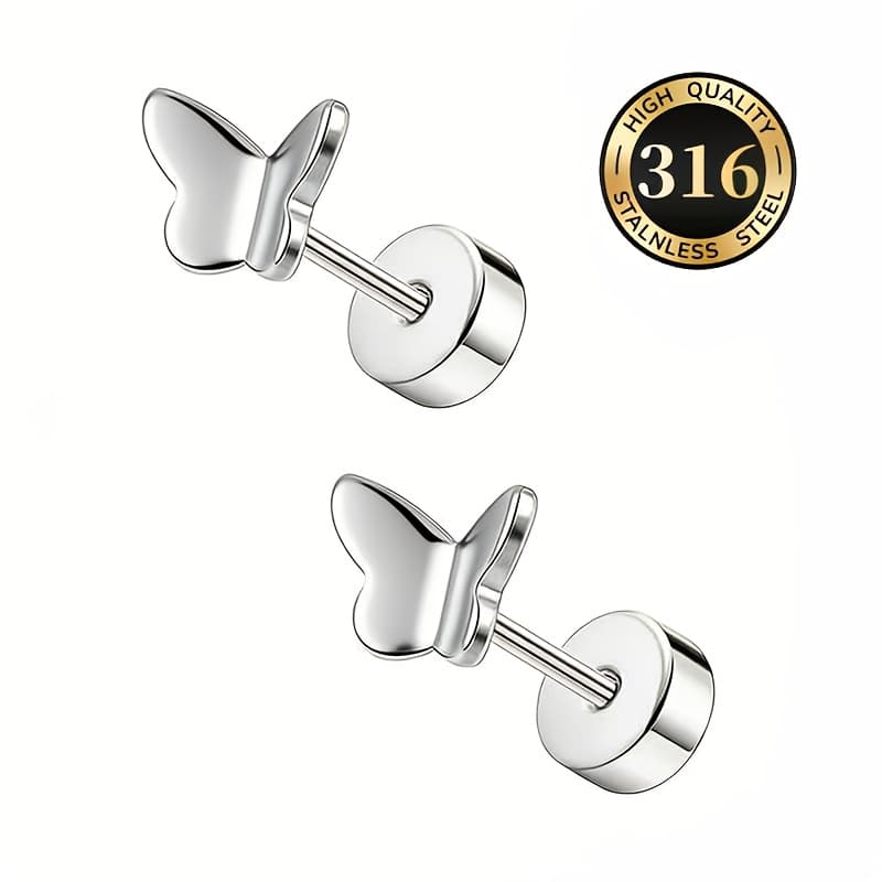 TEMU 2pcs Senlansp Women's Stud Earrings Steel Hypoallergenic Tarnish-resistant Suitable For Ear Piercings, Round Shank Straight Post Ear Jewelry, For Daily Wear, Valentine's Gifts, Elegant & Cute