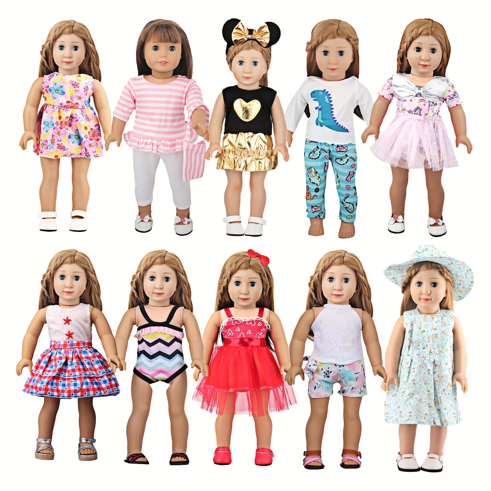 TEMU Doll Clothes Set, Suitable For 18-inch Dolls, Doll Swimsuits, Doll Pajamas, Doll Skirts, Doll Casual Sets, Doll Handbags, Doll Hats, Doll Headgear (no Doll And Doll Shoes)