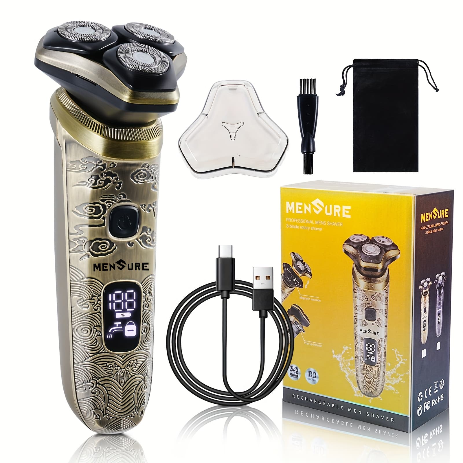 TEMU Men's Beard Trimmer - Wireless Electric Shaver Featuring 3d Floating Magnetic , 9000 Rpm Motor, , Usb-c Rechargeable Razor With Extended , Perfect Gift For Husband, Father, Boyfriend
