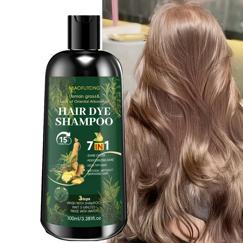 TEMU 7-in-1 Hair Dye Shampoo, 100ml, With Like Chinese Arborvitae Leaf, Henna, Rosemary, Instantly Dyes And Colors Hair, Quickly Covers Gray Hair, New Year Festive Shampoo, Unisex Adult Gift,