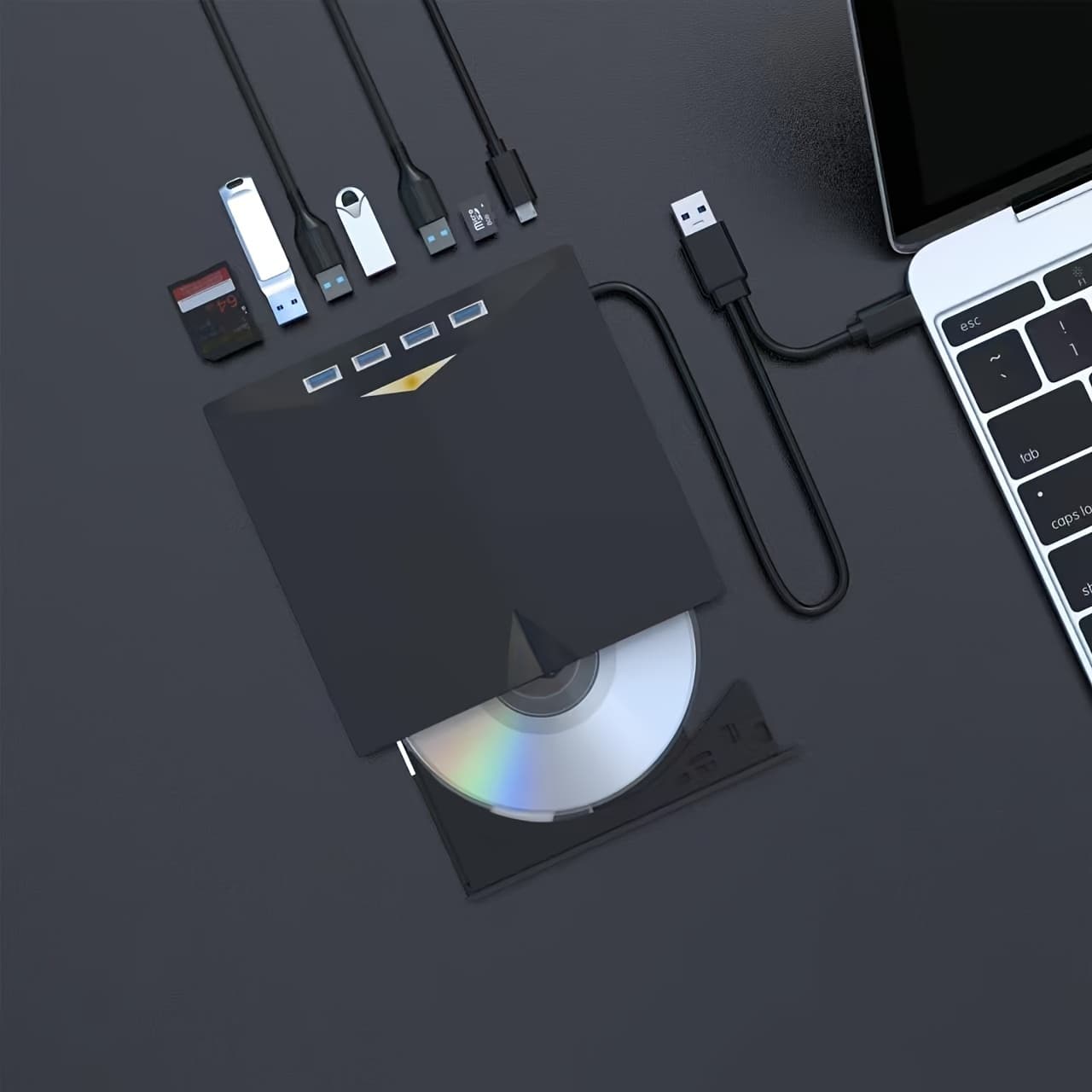 TEMU External Cd/dvd Drive For Laptop, 7 In 1 Usb 3.0 Dvd Player Portable Cd/dvd Burner, Cd Rom External Dvd Drive For Laptop Compatible With Laptop Desktop Pc /10/8/7 Os