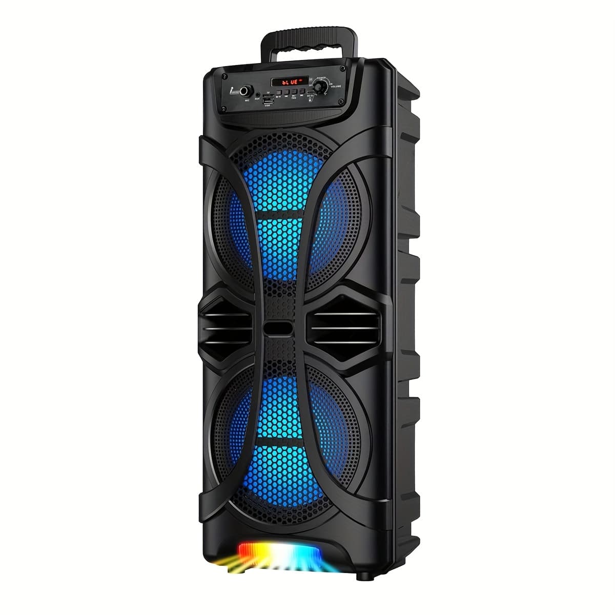 TEMU Dual 8'' Large Wireless Speaker, 6800 Powerful , , Portable Outdoor Speaker Wireless, Long Playtime, Usb/tf/bt/aux/fm/tws, Cool Lights For Party, Camping, Beach, Backyard, Home, Work