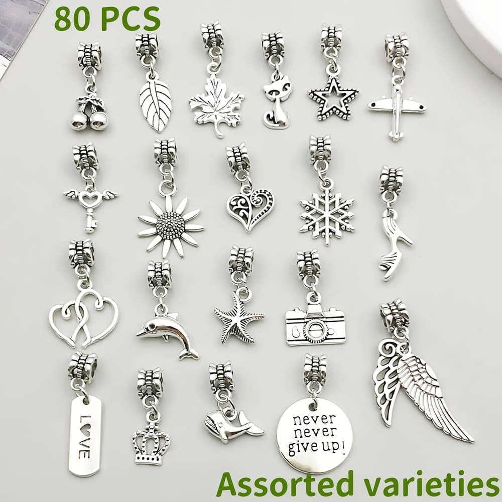 TEMU 80pcs Simulation Maple High Heels Series Large Hole Bead Pendants Accessories Necklace Earrings Key Chain Material