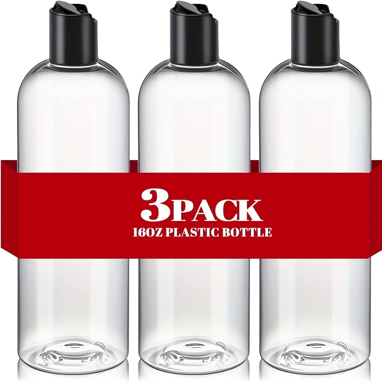 TEMU Set Of 3 16oz/500ml Refillable Travel Bottles For Shampoo And Conditioner, Featuring A Black Disc Top, Ideal For Lotions , Perfect For Shower Gels And Creams