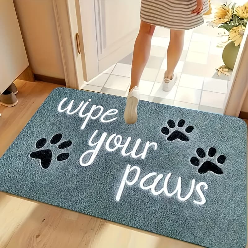 TEMU Welcome Mat Featuring A Dog Paw Print With The 'dry Your Claws', Perfect For Indoor And Outdoor Settings. Made Of Soft Flannel, Great For The Kitchen, Home Office, Laundry Room, Bathroom