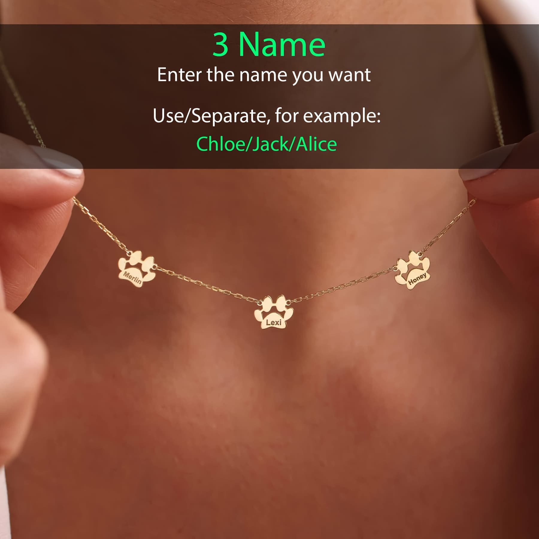 TEMU Personalized Paw Print Name Necklace, 18k Golden Plated Custom Claws Name Necklace, Easy Cute Temperament Necklace, For Gifting, Christmas Gift, Thanksgiving Gift