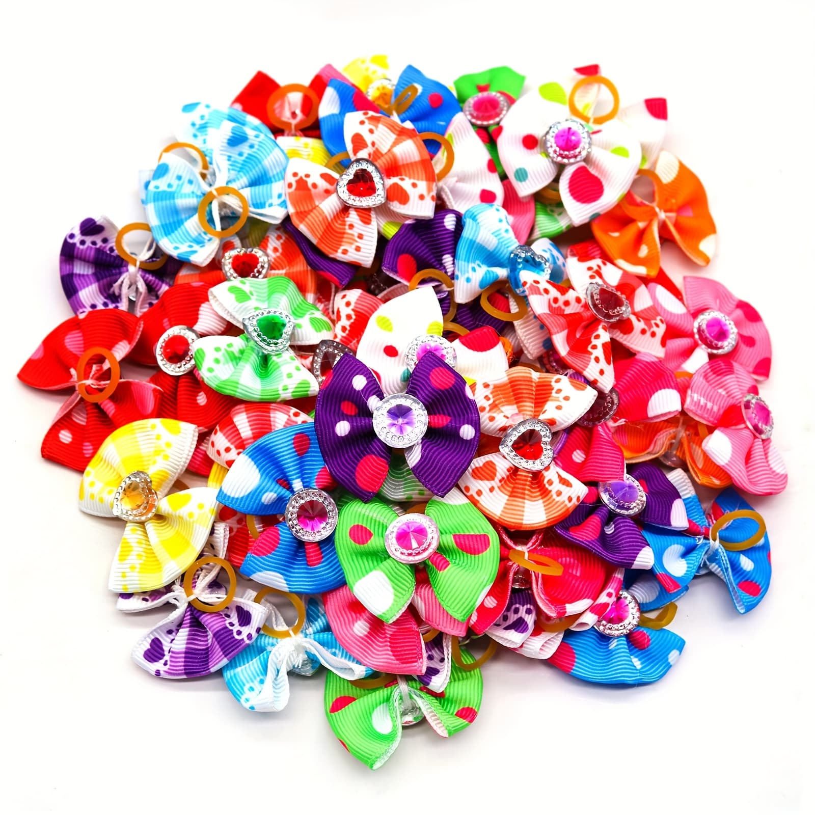 TEMU 20pcs Bulk Bows Diamond Small Hair Bows For Dogs Pets Hair Accessories Dog Pet Grooming Bows Pet Grooming Accessories