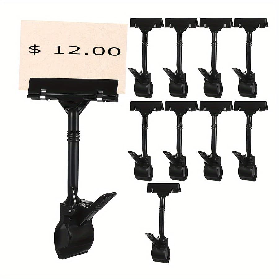 TEMU 10pcs Adjustable Clip-on Sign Holders - Double Head, Rotating Display For Price Tags & Merchandise In Stores, Supermarkets, And Exhibitions