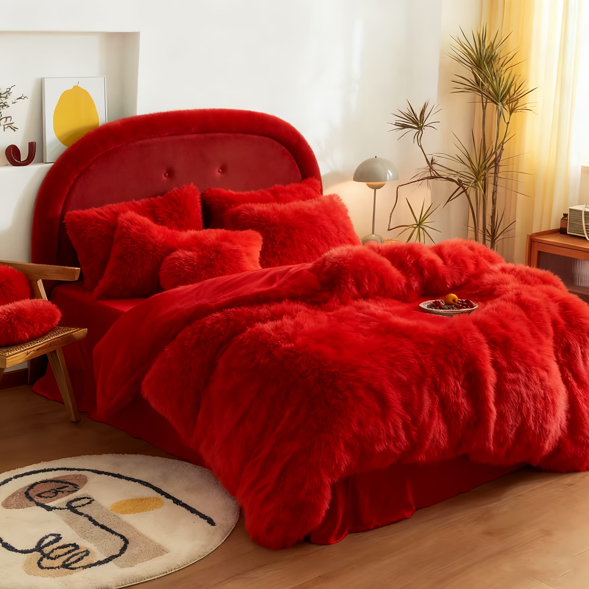TEMU 3/4pcs Ultra Soft Plush Bedding Set Twin/queen/king Size (comforter Cover + Pillowcases + Heart Pillow) - Cozy For & , Christmas Holiday Gift