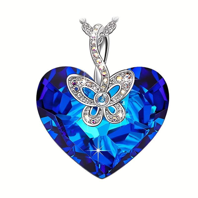 TEMU Women's Heart-shaped Pendant Necklace With Butterfly Pendant Necklace, A Gift For Girlfriend Mother And Daughter