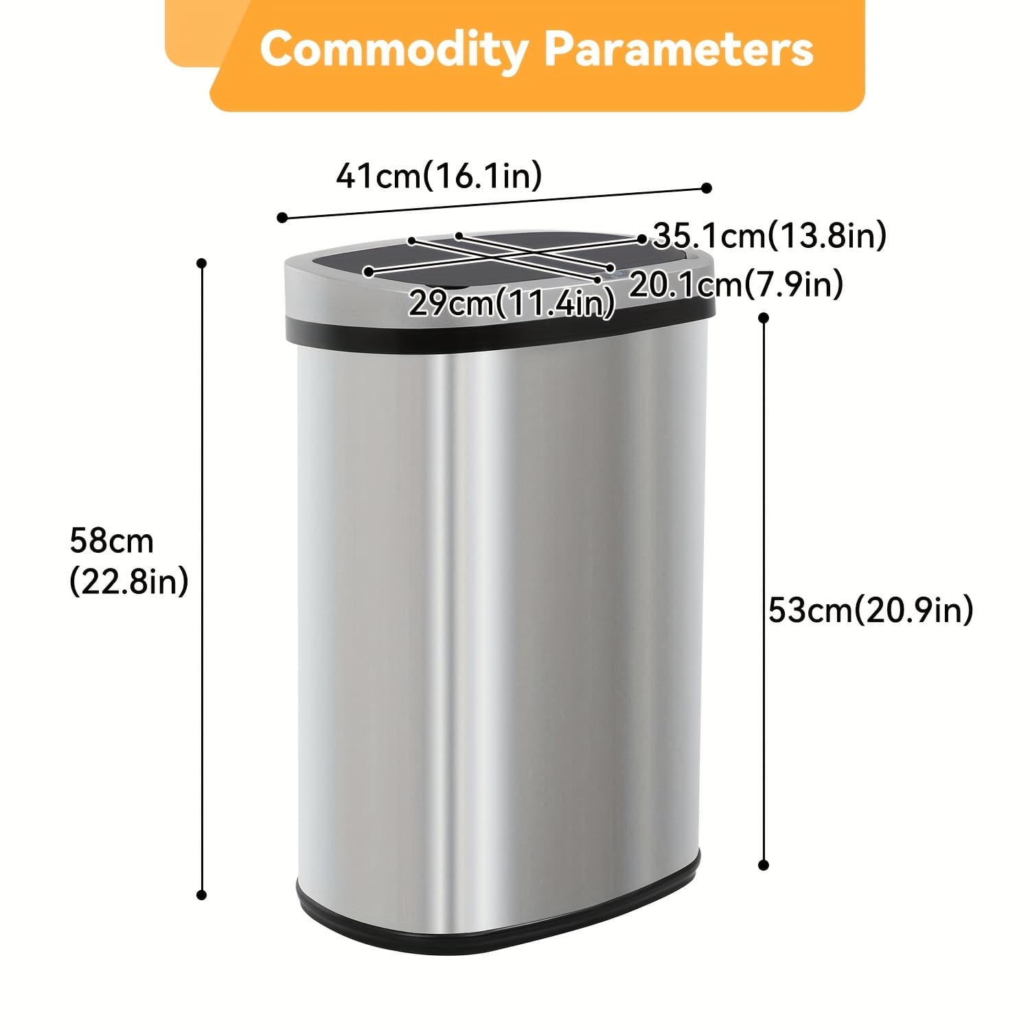 TEMU 13 Gallon Trash Can Kitchen Waste Bin 50l, Automatic Touchless Motion Sensor, For Office Bedroom Living Room Trash Can