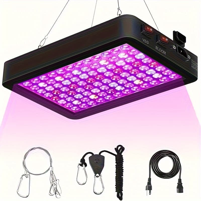 TEMU Newest Led Grow Lights Double Chips Full Spectrumcable For Greenhouse And Indoor Plant Veg And Flower Growing [black]