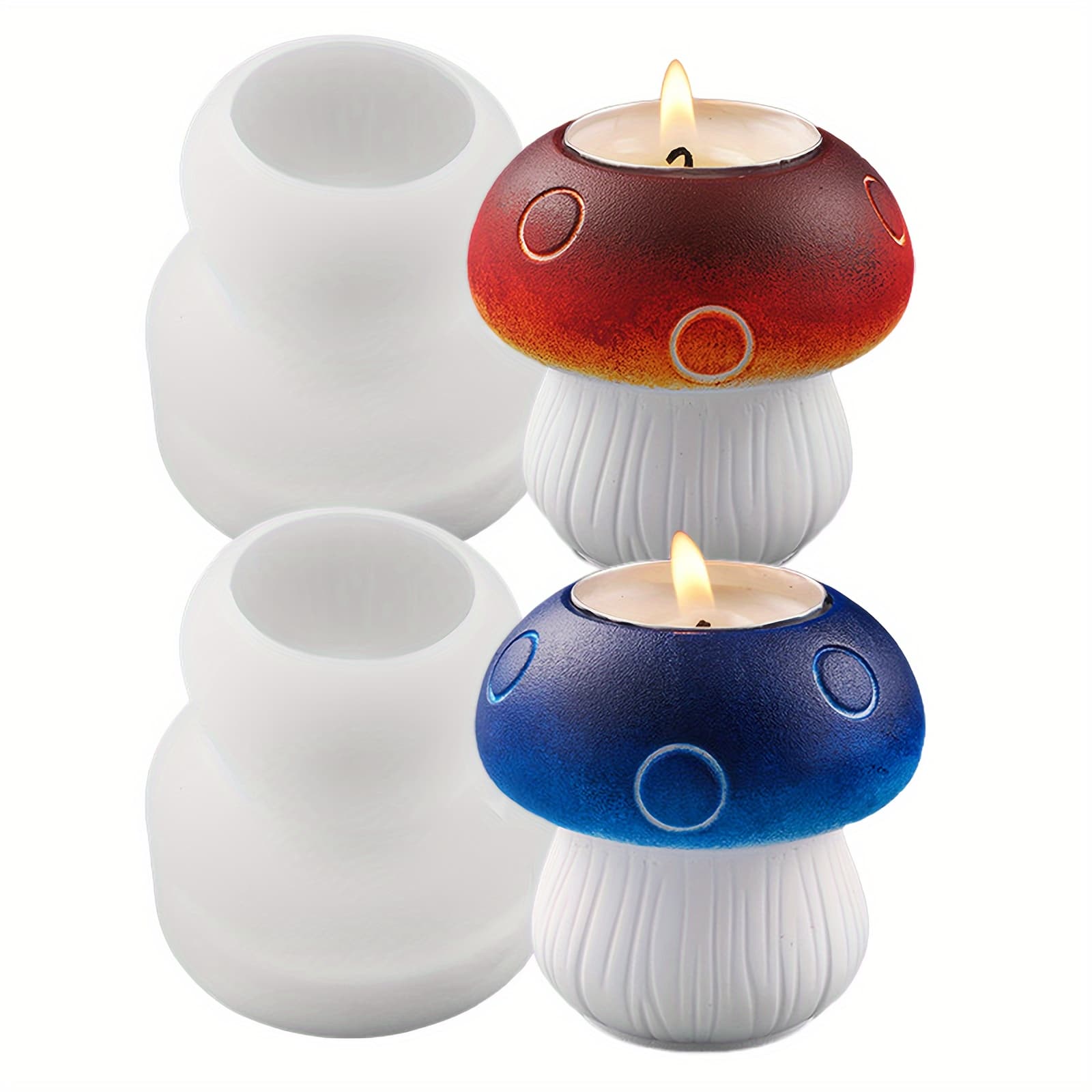 TEMU 2pcs Concrete Mushroom Candle Cup Silicone Mold Diy Cement Mushroom Storage Box Silicone Resin Mold