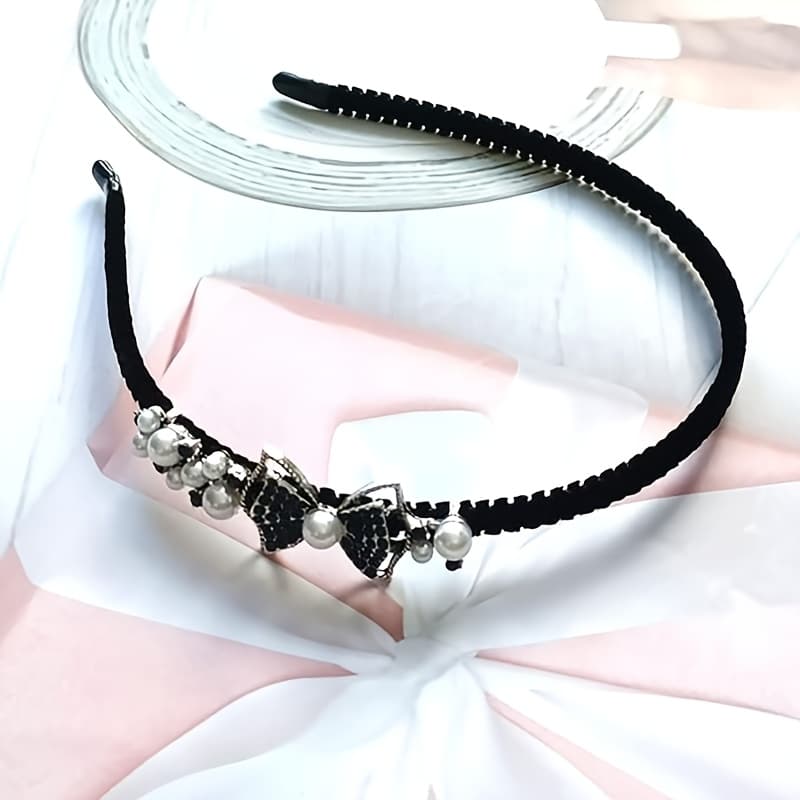 TEMU A Vintage-style Bow With A Crystal Headband, Featuring A Velvet Non-slip Design, Perfect For Weddings, Celebrations, Festivals, Parties, And As Gifts, Exuding And Beauty