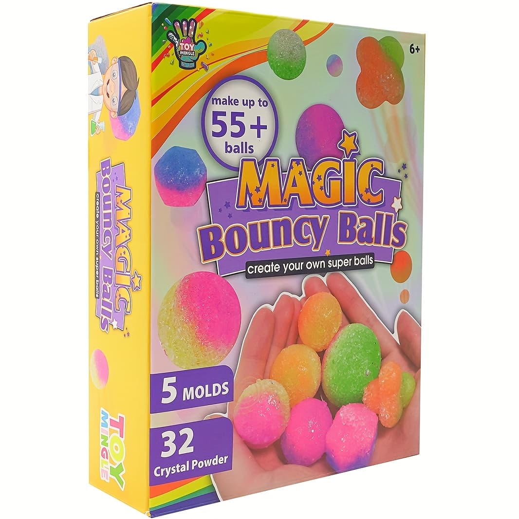 TEMU Magic Bouncy Balls Craft Set By Toy - Design Your Own ! Features 5 Molds, 32 Crystal Powders, And Up To 55+ Balls For 6+ Year - Olds