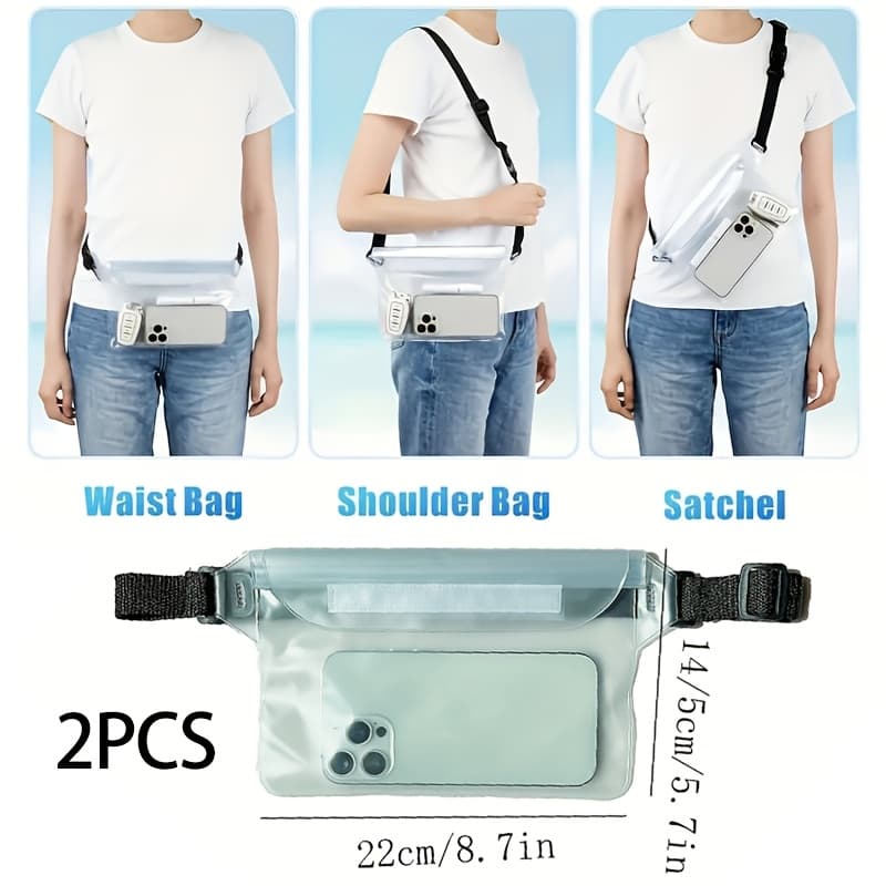 TEMU 2 Pvc Transparent Touch Screen Three-layer Protective Mobile Phone Bags, Long Belts Used As Shoulder Bags And Waist Bags Bags For Fishing, Water Sports, , And Water Park Storage Bags