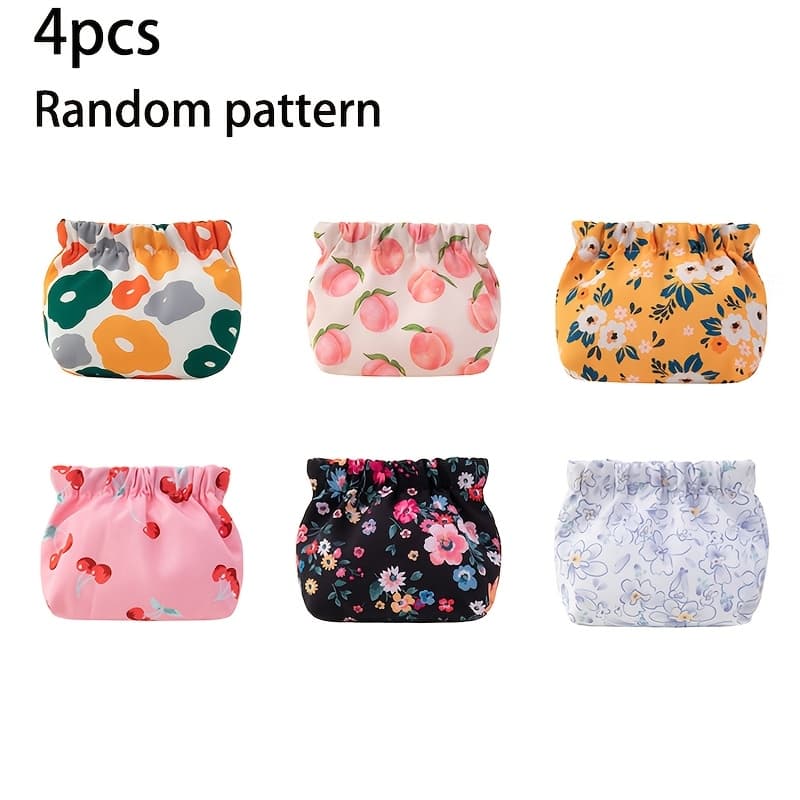 TEMU 4pcs Automatic Closure Storage Bag, New Storage Bag, Carry-on Coin Purse, Student Portable Cosmetic Storage Bag