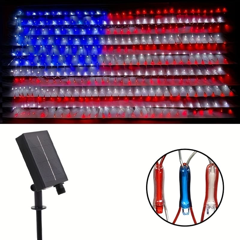TEMU Bzpcf American Flag Lights With 400 , Led Flag Of The United States For Yard, Garden Decoration, Festival, Holiday, Party Decoration, Christmas Decorations
