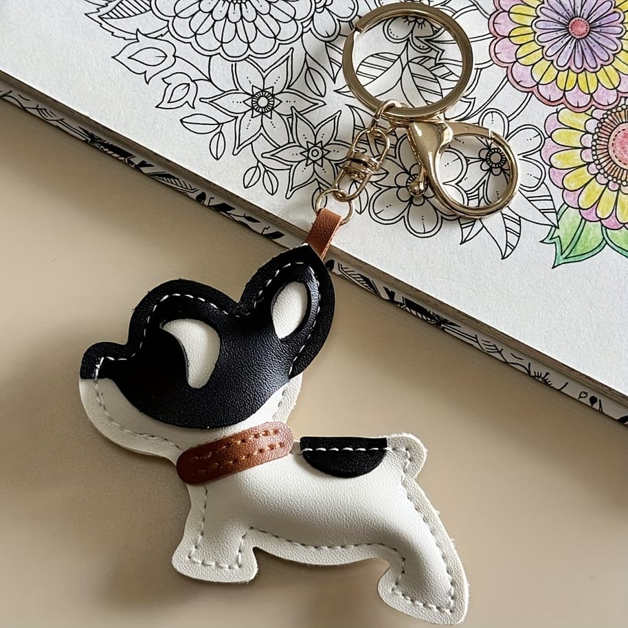 TEMU 1 Adorable Bulldog Keychain, Made Of Pu Leather, A Stylish Bag Charm That Fits Bags. A Keychain Accessory And An Ideal Gift For Women, Perfect For Holidays