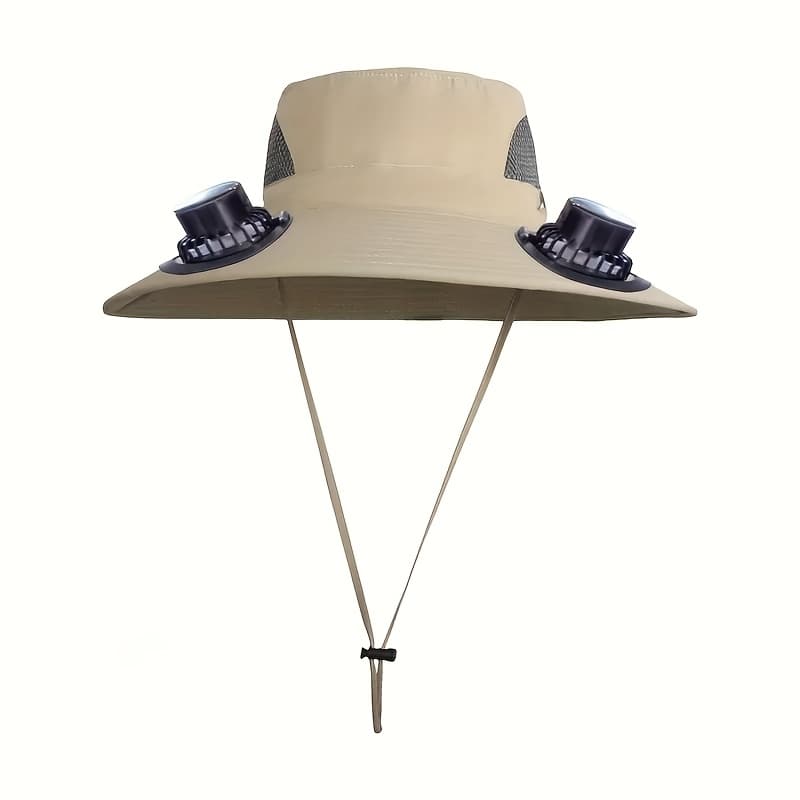 TEMU Solar-powered Cooling Hat With 3-speed Adjustable Fans - Wide-brim Sun Protection Outdoor Fan Suitable For , Beach, Fishing, - Portable Cooling System