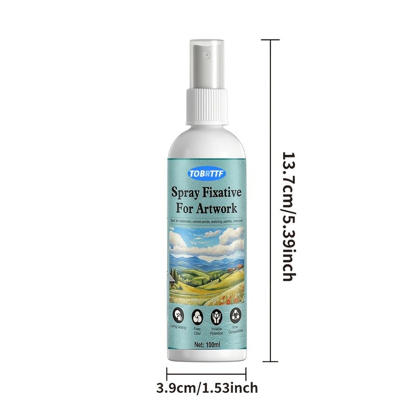 TEMU Spray For Pencil Artwork, Reusable Spray For Artists, Durable , No Color Loss, Ideal For Watercolor Pencils And Pastels For Professional Artists, 100 Ml