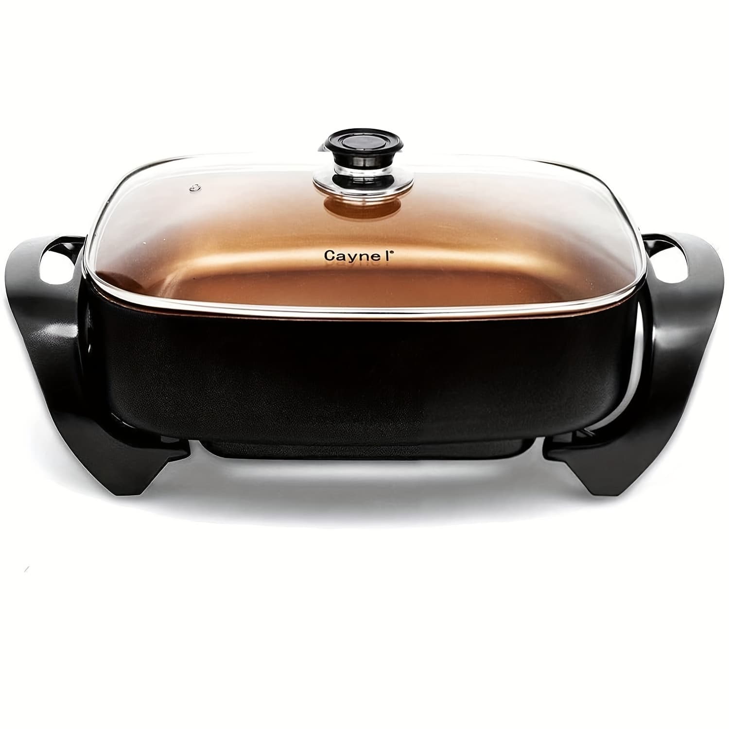 TEMU Professional Nonstick Copper Electric , Extra Large, Deep Dish, With Tempered Glass Vented Lid, Upgraded Thermostat, 16" X 12" X 3.15" - 8 Quart