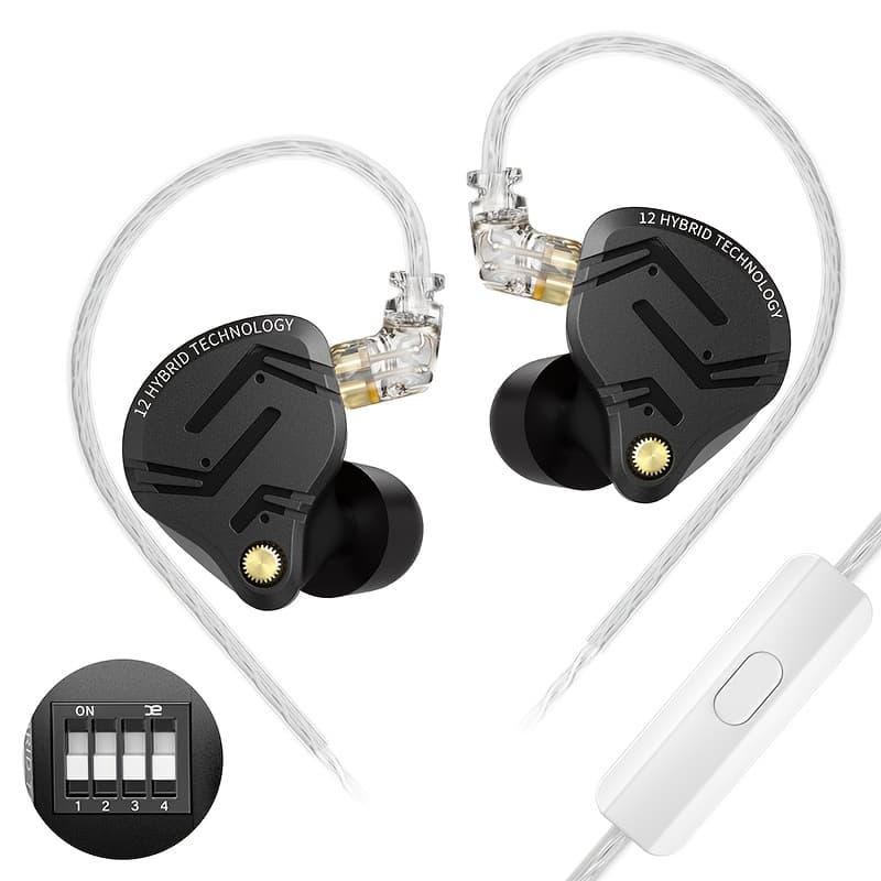 TEMU Kz Zs12 In Ear Monitor Headphones Music Sport Noise Cancelling New Hybrid Monitor Headphones With Detachable Cable