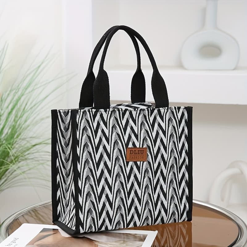 TEMU Newly Fashion Handbag With Nylon Jacquard Fabric, Ideal For Carrying Lunch Boxes Or As A Work Tote For Commuting Mothers